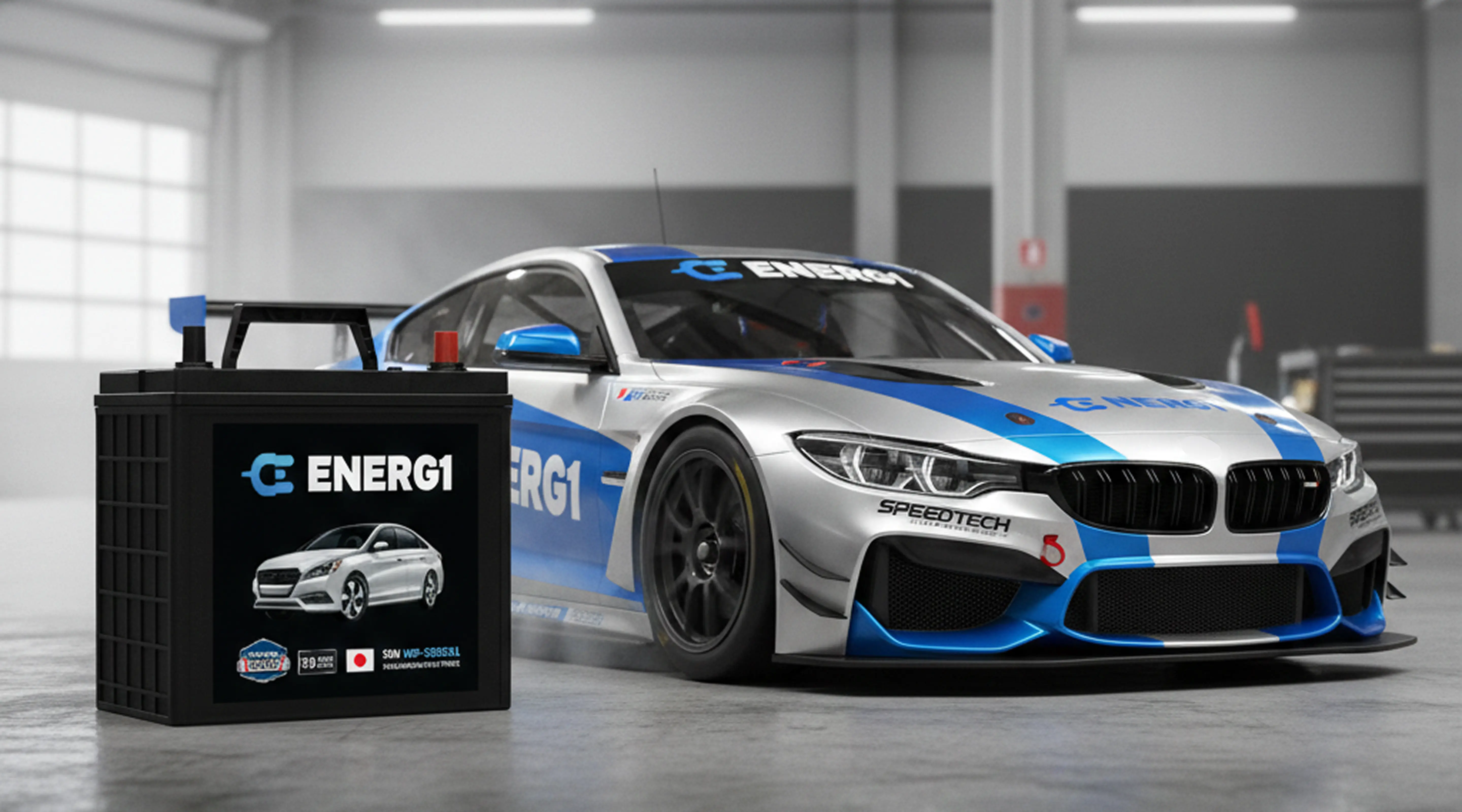 ENERG1 racing car and battery