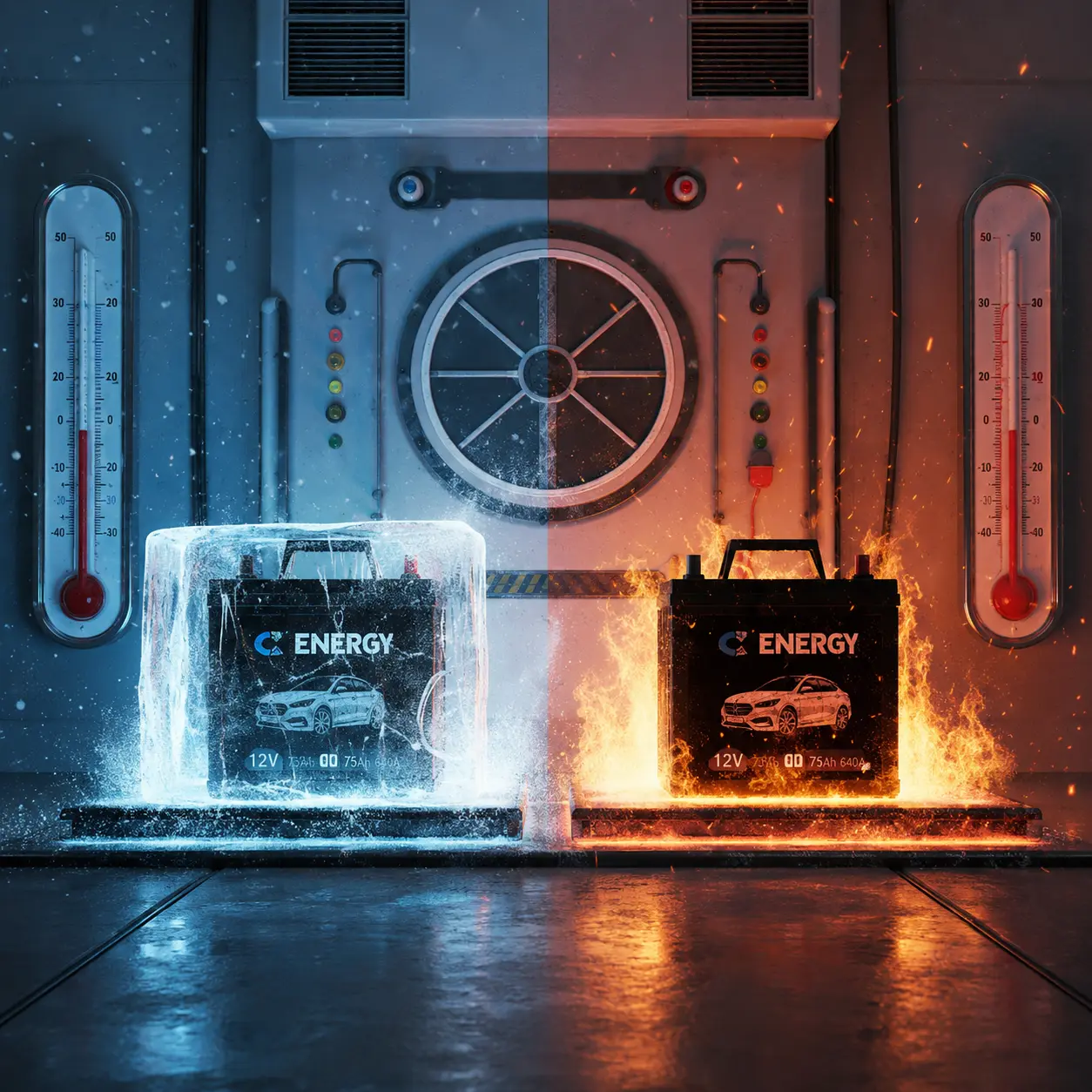 Battery temperature fluctuation testing visual
